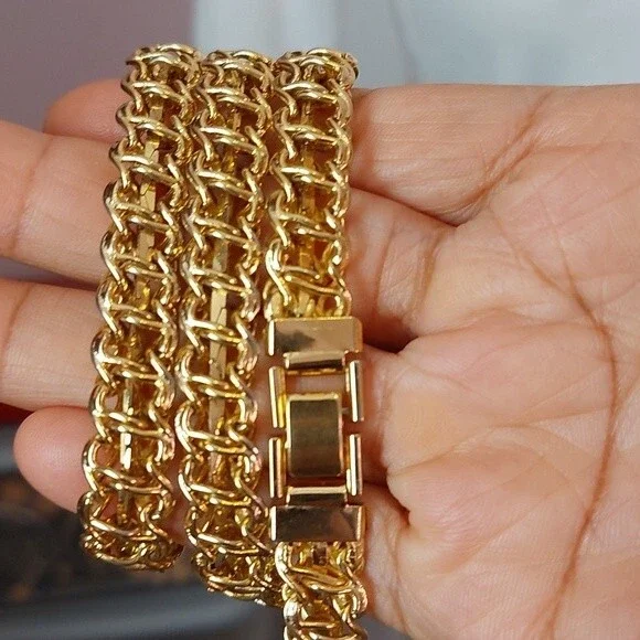 Untested Gold Tone Chunky Treble Chain Necklace Versatile Belt Bracelet - Picture 5 of 8